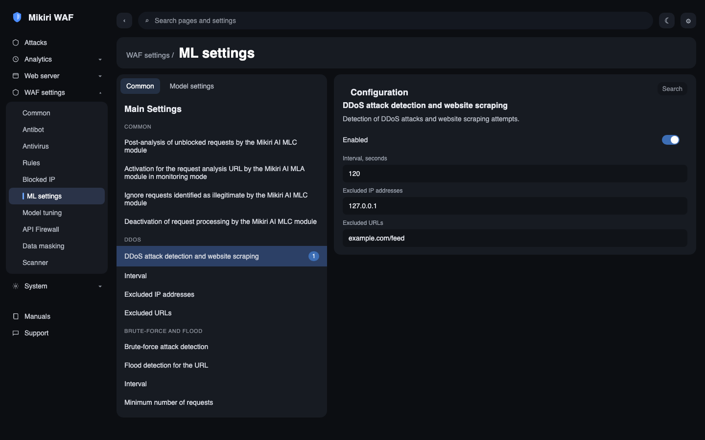 DDoS and web scraping detection