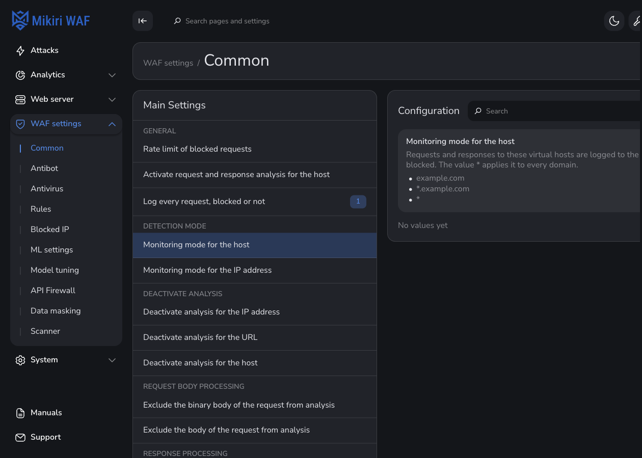 Detection mode for the host
