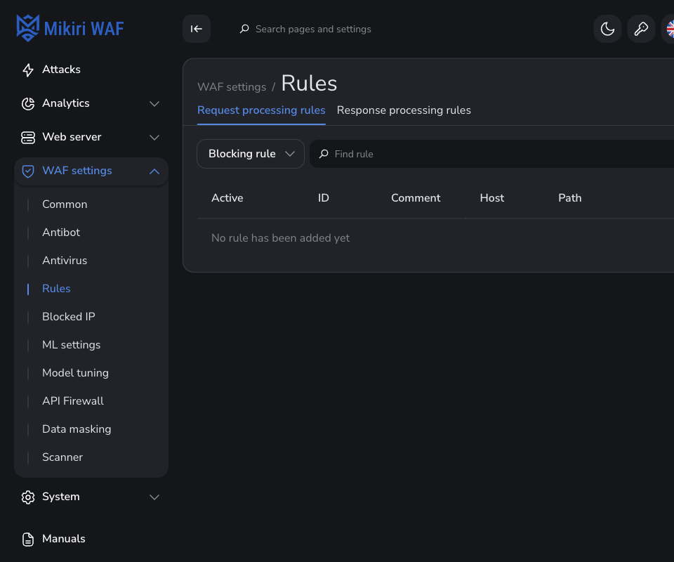 Request processing rules